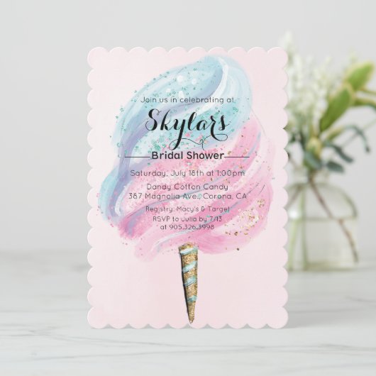 Katoenen Snoep bruids doucheuitnodiging Kaart (Staand voorkant)