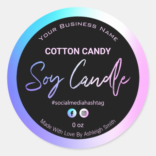 Katoenen Snoep gekleurde sojakaarsen Ronde Sticker (Voorkant)