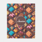 Katoenen snoep Mozaïek Kleurrijke Gepersonaliseerd Fleece Deken (Voorkant)