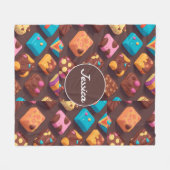 Katoenen snoep Mozaïek Kleurrijke Gepersonaliseerd Fleece Deken (Voorkant (Horizontaal))