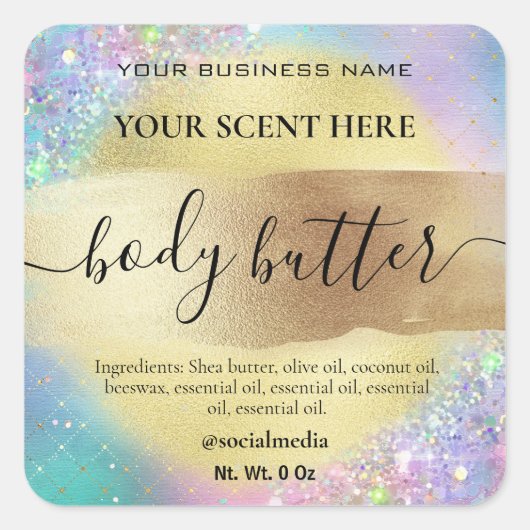 Katoenen Snoep Pastel Gold Body Butter Labels (Voorkant)