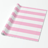 Katoenen Snoep Roze, Wit XL Stripes Pattern Cadeaupapier (Uitgerold)