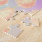 Katoenen snoep sterstof perzik blauwgroen paarse p legpuzzel (Zijkant)