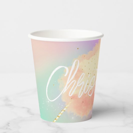 Katoenen snoep sterstof perzik blauwgroen paarse p papieren bekers (Voorkant)