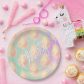 Katoenen snoep sterstof perzik blauwgroen paarse p papieren bordje (Feest)