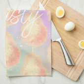 Katoenen snoep sterstof perzik blauwgroen paarse p theedoek (Quarter Fold)