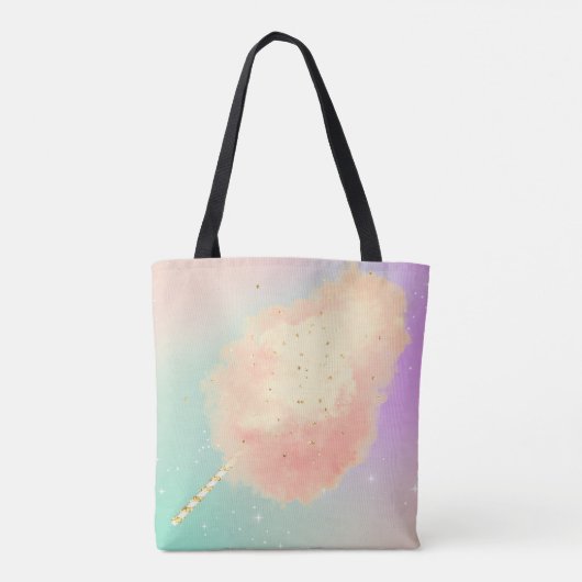 Katoenen snoep sterstof perzik blauwgroen paarse p tote bag (Achterkant)