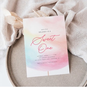 Katoenen Snoep Sweet One Kleurrijke 1e Verjaardag Kaart