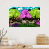 Katoenen Snoep Trees Abstract Kunst Poster (Keuken)