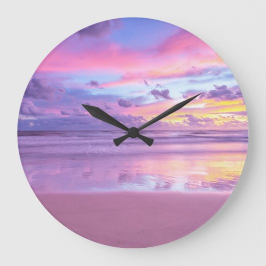 Katoenen snoep zonsopgang: strand uitzicht. grote klok (Voorkant)