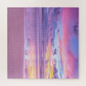 Katoenen snoep zonsopgang: strand uitzicht. legpuzzel (Horizontaal)