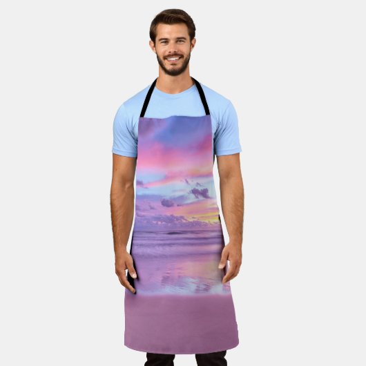 Katoenen snoep zonsopgang: strand uitzicht. schort (Gedragen)