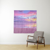 Katoenen snoep zonsopgang: strand uitzicht. wandkleed (In situ)