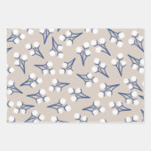 Katoenen Stems Botanisch Patroon in Blauw en Steen Inpakpapier Vel (Voorkant 3)