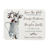 Katoenen stengels in pitcher bruiloft de datum ops magneet (Horizontaal)