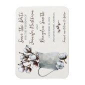 Katoenen stengels in pitcher bruiloft de datum ops magneet (Verticaal)