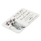 Katoenen stengels in pitcher bruiloft de datum ops magneet (Linkerzijde)