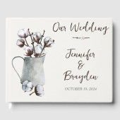 Katoenen stengels in pitcher bruiloft gastenboek (Voorkant)