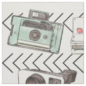 Katoenen Stof met Vintage Camerapatroon (Swatch)