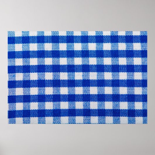 katoenen stof textuur blauwe geruite poster (Voorkant)