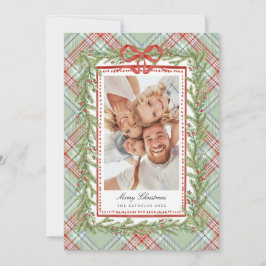 Katoenen Strik Familie Foto Kerstvakantie  Feestdagenkaart