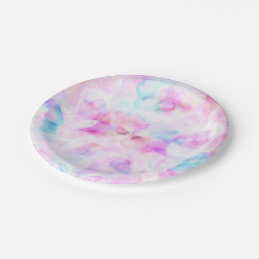 Katoenen Suikerspin Kleuren Waterverf Glamour Papieren Bordje (Gekanteld)