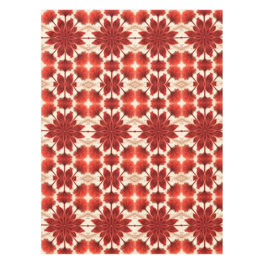 Katoenen Tafeldoek, 52 "x70" Rood bloemmotief Tafelkleed (Voorkant)