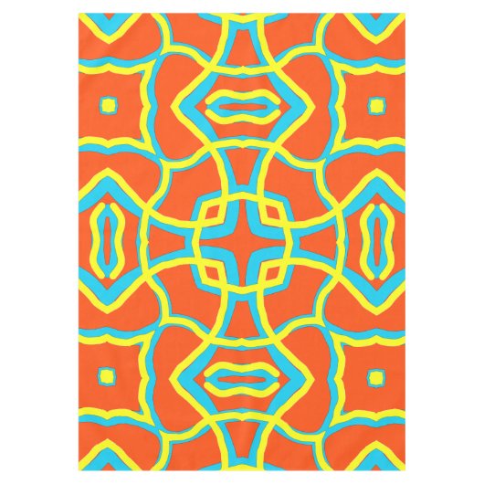 Katoenen tafelkleed, een veelkleurig weefselpatroo tafelkleed (Voorkant)