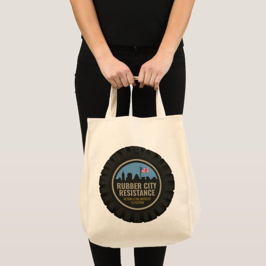 Katoenen tas met Rubber City Resistance logo (Voorkant (product))