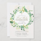 Katoenen Tuin Krans Groen Eerste Heilige Communie Kaart (Voorkant)