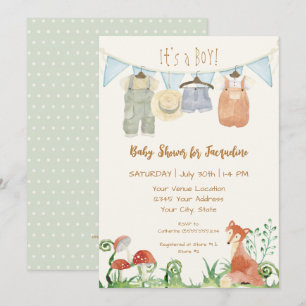 Katoenen wasgoed Baby shower Kaart