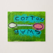 Katoenen wattenstaafje puzzel - Grappige badkamer Legpuzzel (Horizontaal)