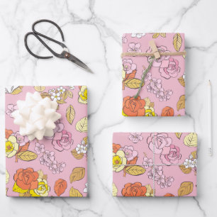 katoenhoudend esthetisch Roze flespatroon Inpakpapier Vel