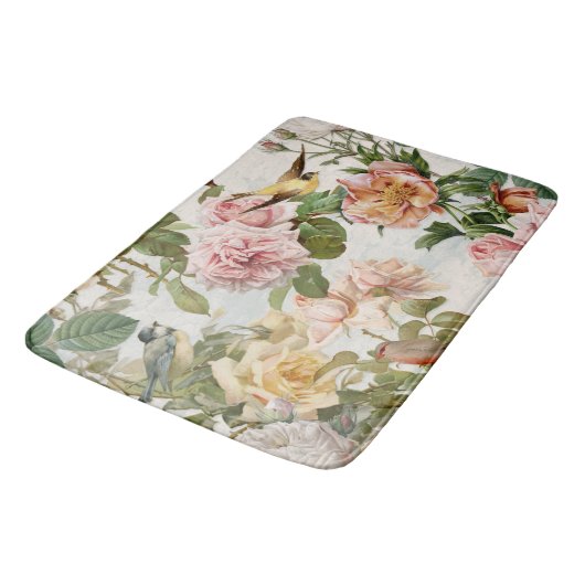  katoenkernen Botanische Rozen en vogels Badmat (Gekanteld)