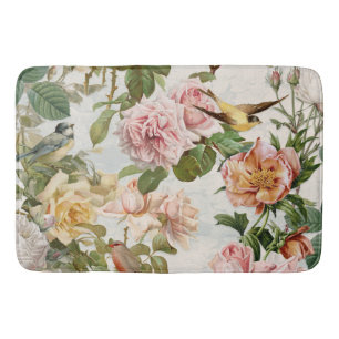 katoenkernen Botanische Rozen en vogels Badmat