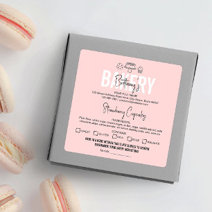 Katoenlabel Bakery Feminine Ingredients Vierkante Sticker