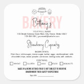 Katoenlabel Bakery Feminine Ingredients Vierkante Sticker (Voorkant)