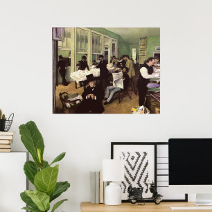 Katoenmarkt in New Orleans door Edgar Degas Poster