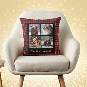 Katoenplaid 4 foto's Kerstmis Landelijke Stijl Roo Kussen