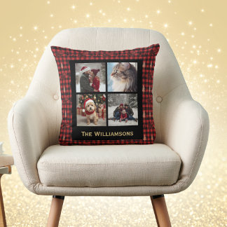 Katoenplaid 4 foto's Kerstmis Landelijke Stijl Roo Kussen