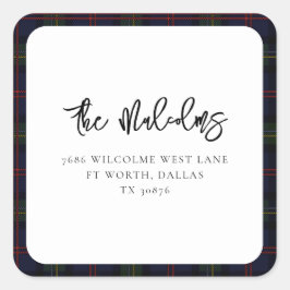 Katoenruit Schots geruite klassieke retouradres Vierkante Sticker