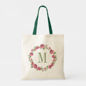 Katoenstijl Floral roze rozen, groot monogram Tote Bag (Achterkant)