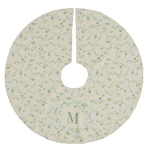 Katoenstijl Floral White Daisies Cream Monogram Kerstboom Rok