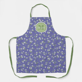 Katoenstijl Periwinkle Floral Daisies Monogram Schort