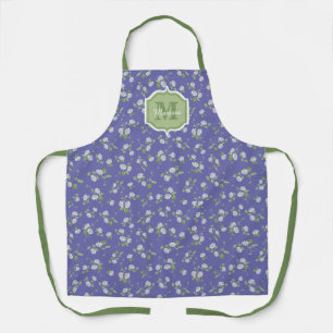 Katoenstijl Periwinkle Floral Daisies Monogram Schort