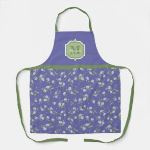Katoenstijl Periwinkle Floral Daisies Monogram Schort