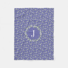 Katoenstijl Periwinkle Floral Monogram Fleece Deken