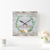 Katoenstijl Welkomstkast Wooden Hout Board Vierkante Klok (Huis)