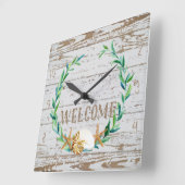 Katoenstijl Welkomstkast Wooden Hout Board Vierkante Klok (Hoek)