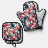 Katoensuiker Bubble Gum Ovenwant & Pannenlap Set (Voorkant / Achterkant)
